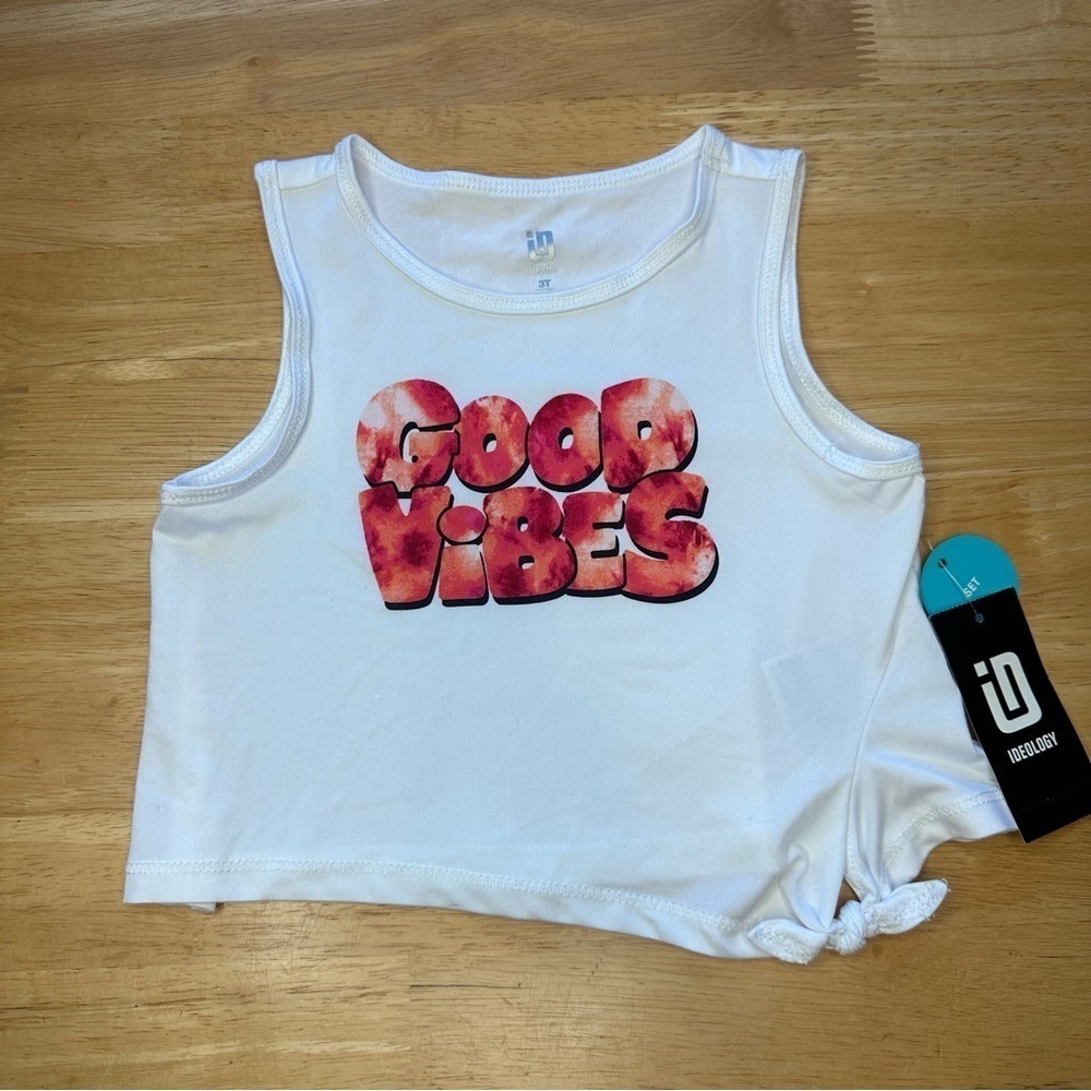Ideology Toddler Girls White Good Vibes Tie Tank 3T NWT Lightweight Summer